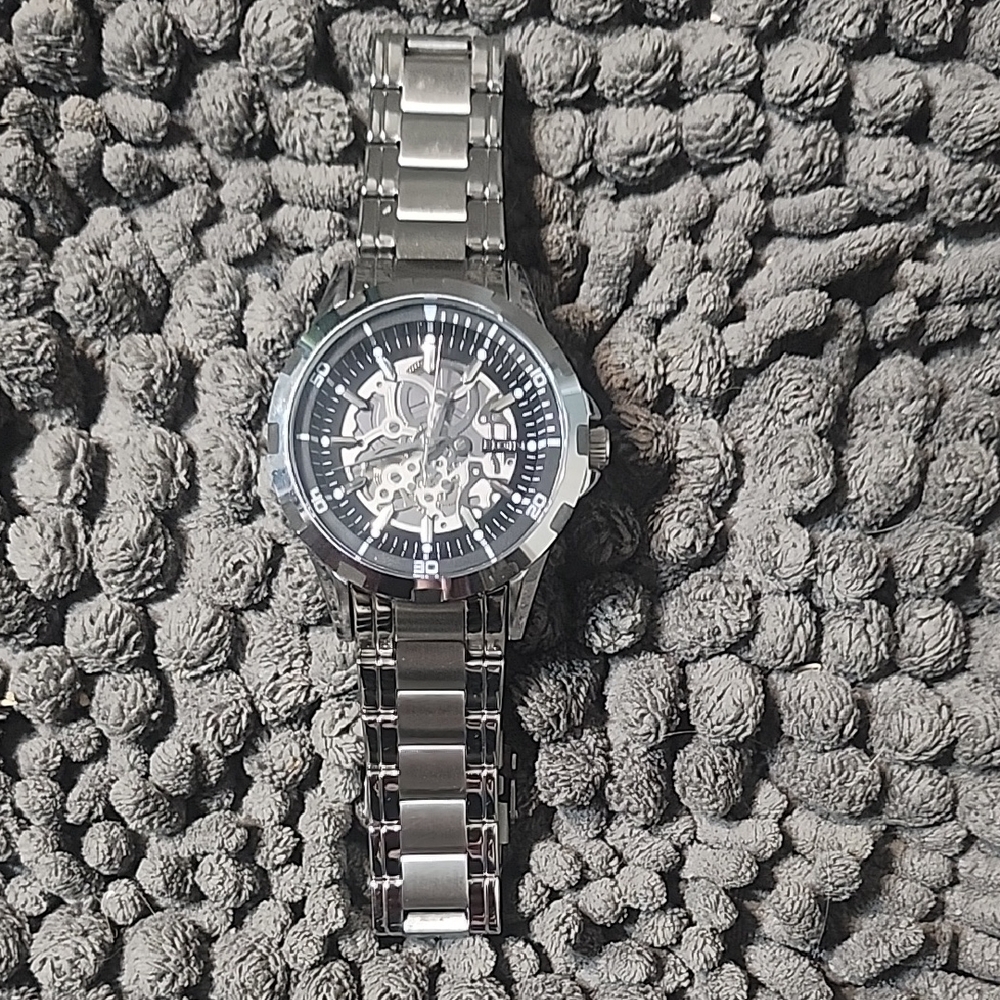 Elgin Silver Skeleton Dial Watch